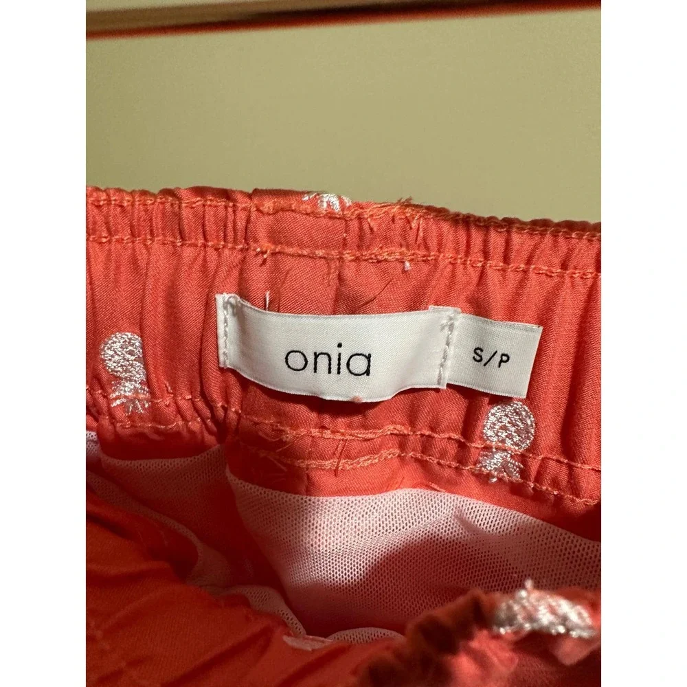 Onia Charles 7 Mens Swim Trunks‎ Bright Coral Pineapple Embroidery MSB08-37 S